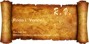 Rossi Vencel névjegykártya